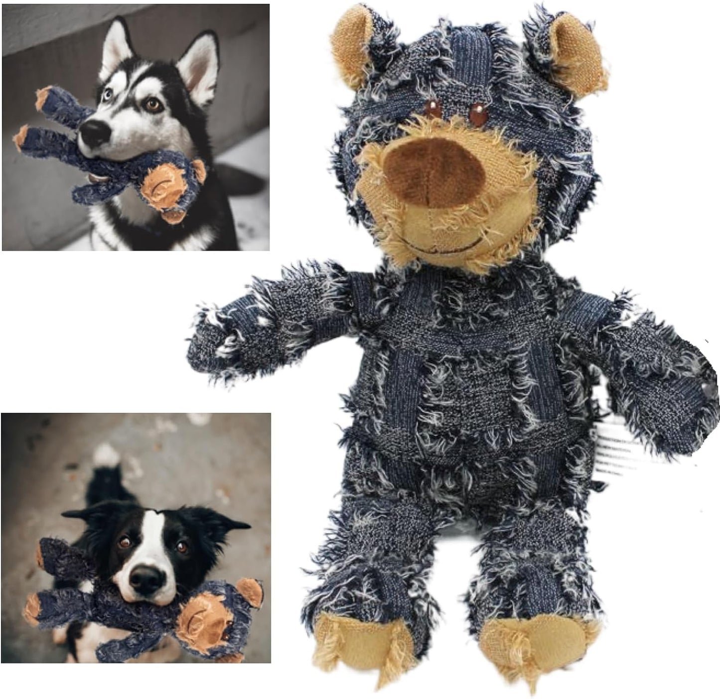Dog Companion for Heavy Chewers- 2024 New Indestructible Robust Bear Dog Toy, Durable Squeaky Dog Toys for Heavy Chewers, Unbreakable Stuffed Plush Dog Toys for Aggressive Chewers (A-Navy)