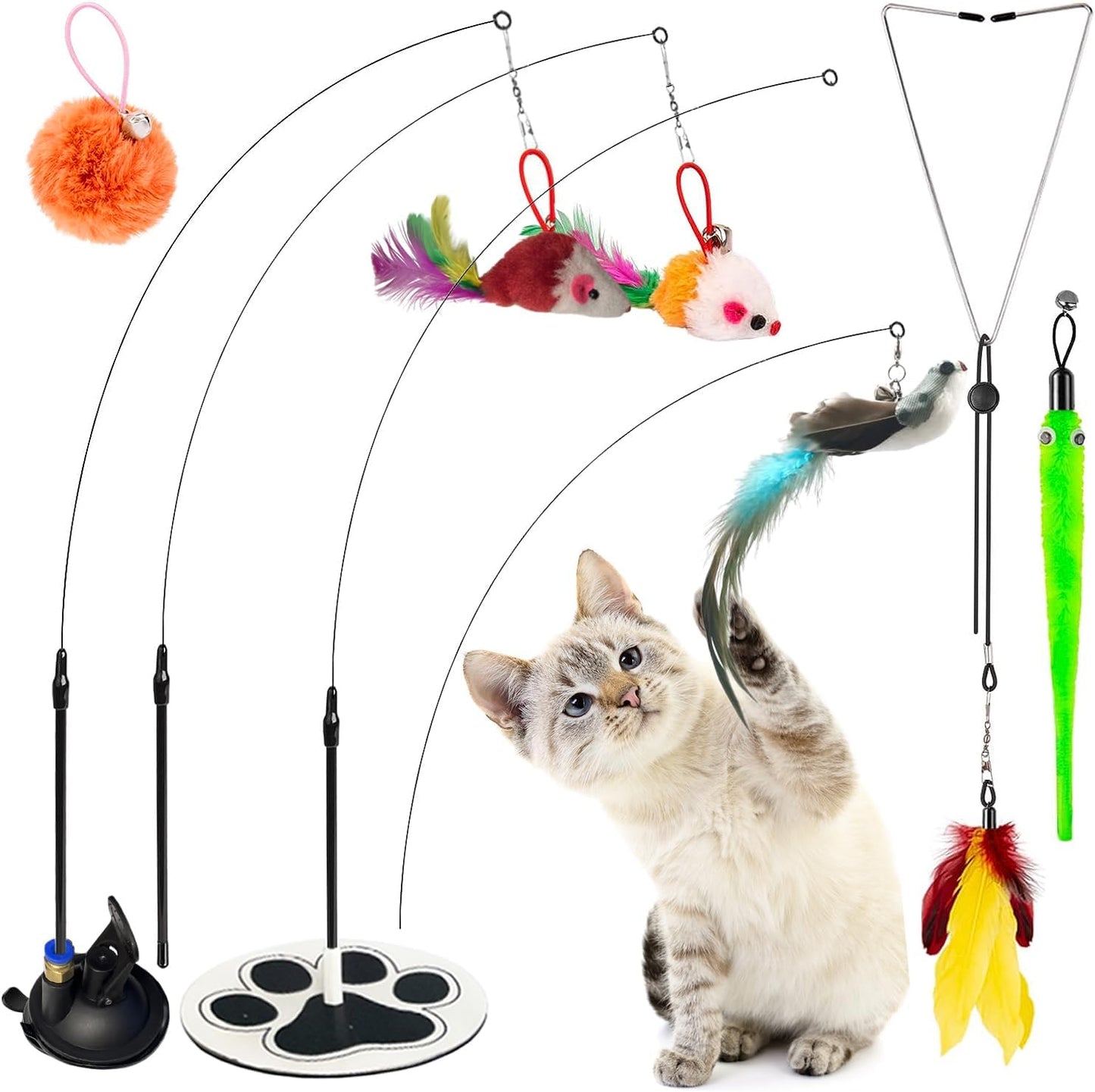 Simulation Bird Interactive Cat Toy For Indoor Cats Bird Simulation Cat Toy Set Suction Cup Cat Toy Flying Bird For Indoor Cats Feathered Cat Toys Cat Toy Mouse On String Wand Toy Floor Solid Baseโฆ
