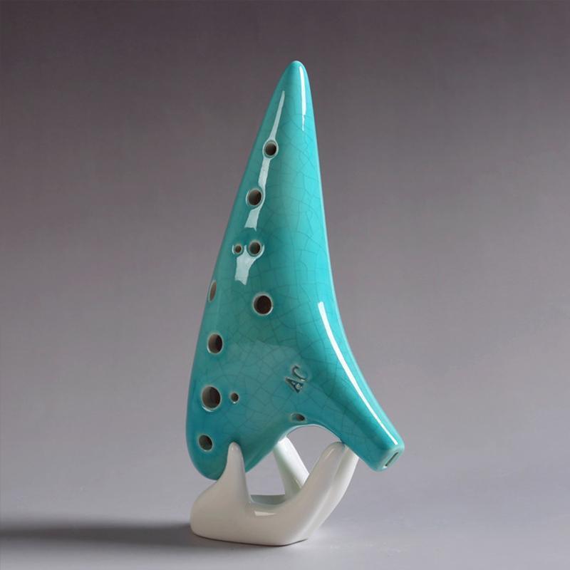 HOT SALE-12 Holes Ocarina Alto C Smoldering Ceramic Submarine SharpChain +Display BaseS