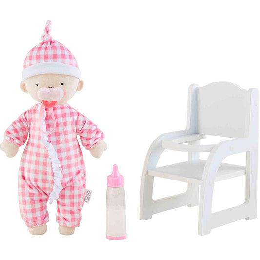 Mud Pie Baby Doll & Hair Chair Set