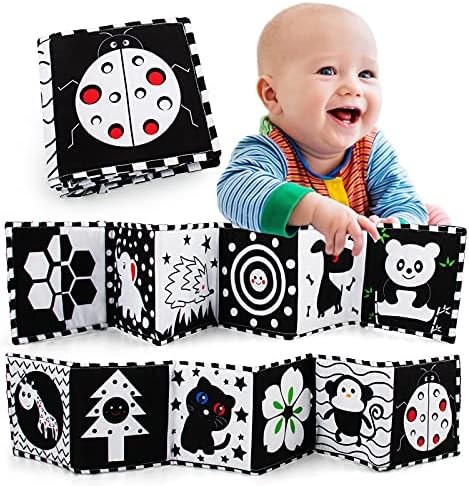 teytoy Black and White High Contrast Sensory Baby Toys Baby Soft Book for Early Education, Infant Tummy Time Toys, Three-Dimensional Can Be Bitten and Tear Not Rotten Paper Newborn Toys (Ladybug)
