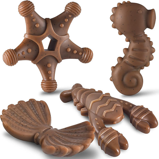 Durable Dog Chew Toys for Aggressive Chewers Large Medium Small Breed, Tough Dog Toys for Large Medium Small Dog and Puppies Teeth Cleaning, Pet Toy with Durable Nylon (4-Pack)