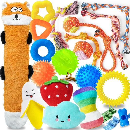 Puppy Toys 23 Pack, Interactive Dog Toys for Small Dogs, Puppy Chew Toys for Teething with Durable Rope Toys, Treat Ball and Cute Squeaky Toys
