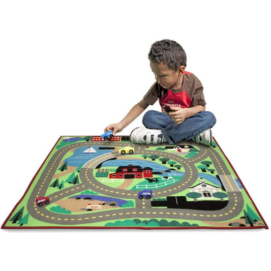 Melissa & Doug Round the Town Road Rug & Car Set