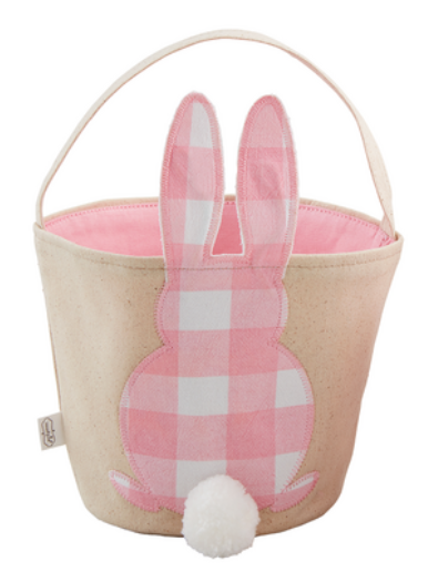 Mud Pie Pink Check Bunny Basket