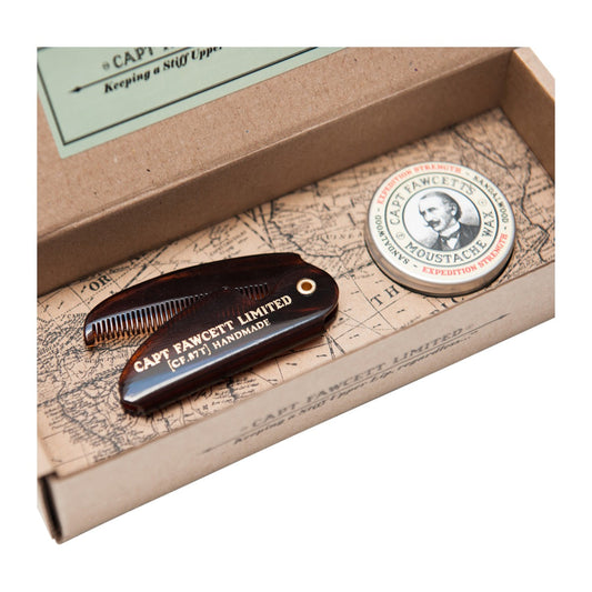 Captain Fawcett's Expedition Strength Moustache Wax & Comb Set
