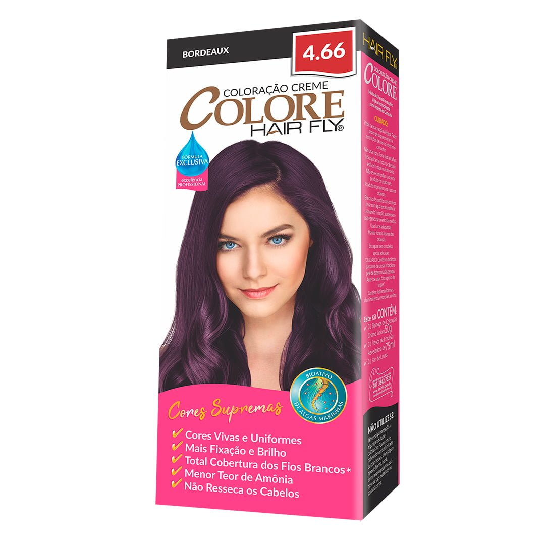 Hair Fly Coloring Cream Colors 4.66 - Bordeaux 125g