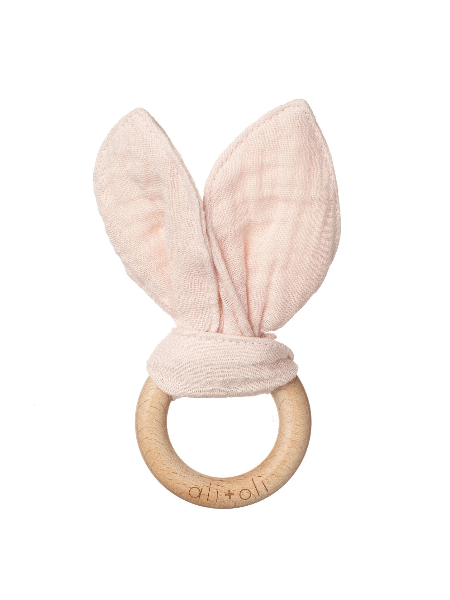 Crinkle Bunny Ears Wooden Teether