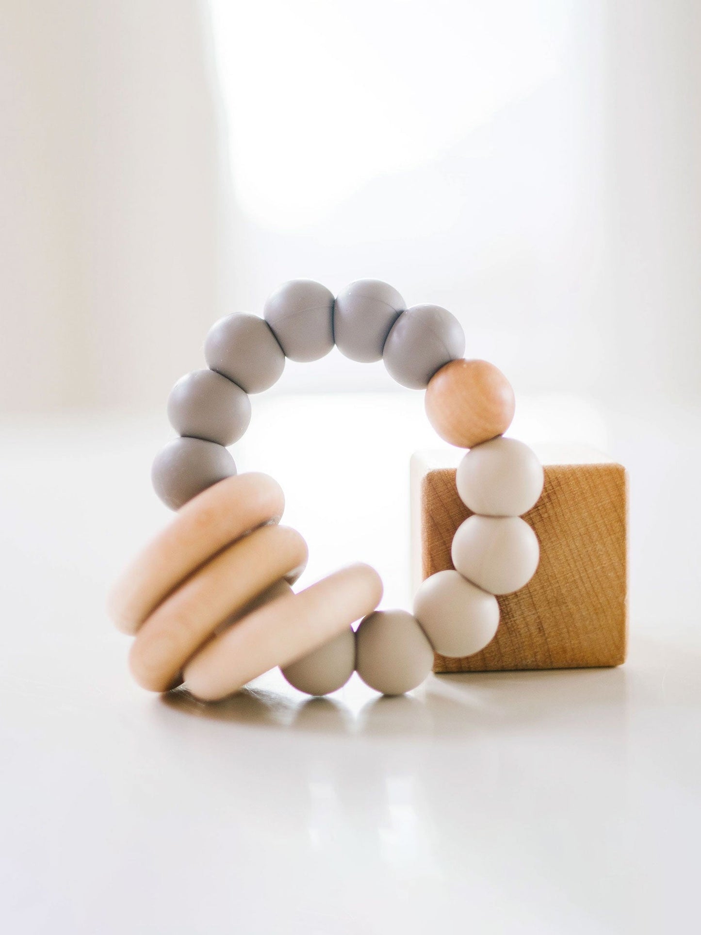 Silicone + Wood Teether Ring