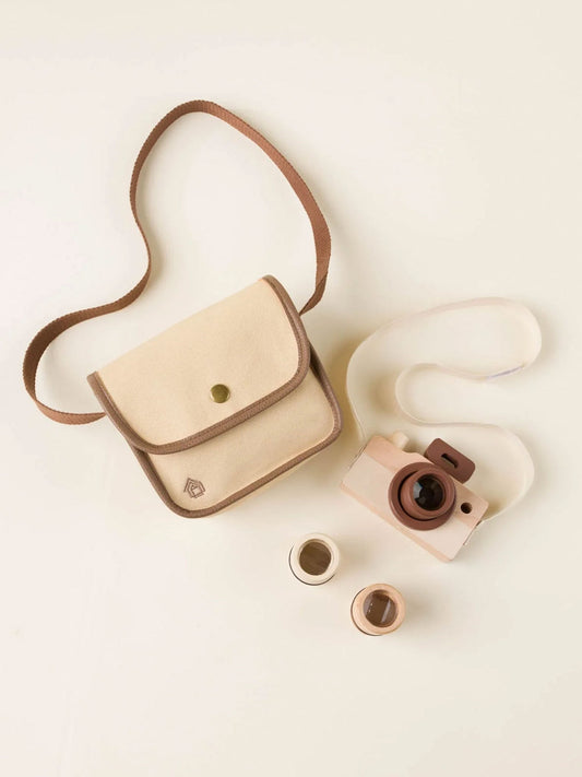 Wooden Toy Camera with Bag