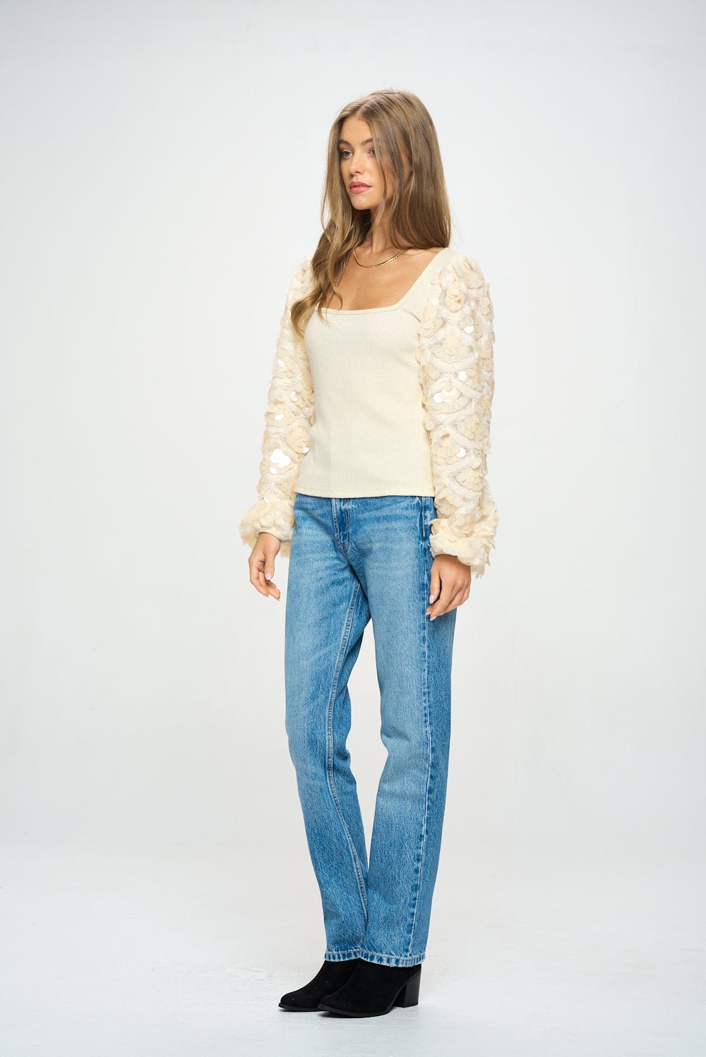 Large Sequin Sleeve Top