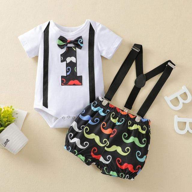 Boy's Clothing Moustache / 18M 1st Birthday Boy Romper Outfit